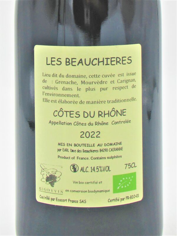 Cotes du Rhone Bio Les Beauchières Domaine Berthet Rayne 2022