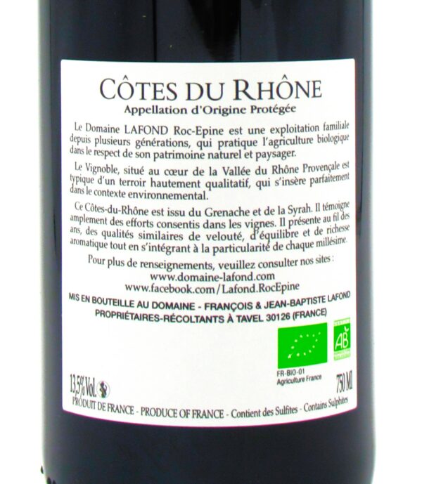Cotes du Rhône bio Domaine Roc Epine Lafond 2022