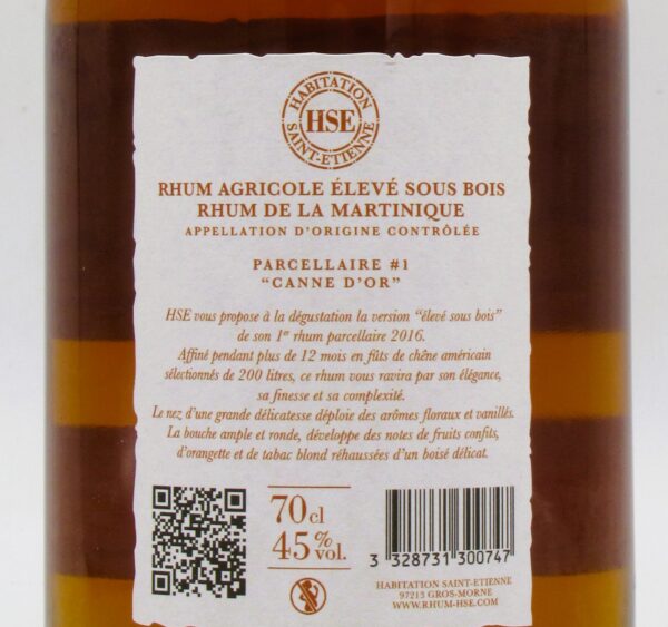 Rhum Agricole Martinique Elevé Sous Bois Parcellaire #1 2016 HSE