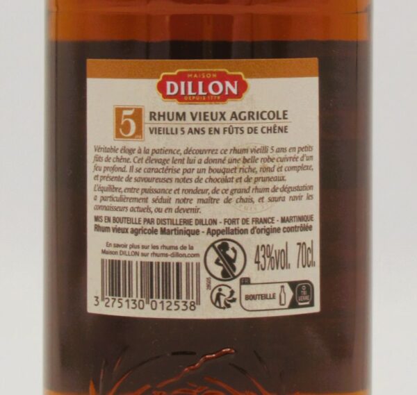 Rhum Agricole Martinique Vieux Dillon 5 Ans