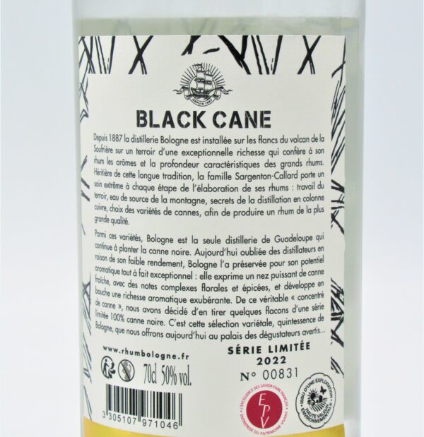 Rhum Agricole Guadeloupe Blanc Black Cane Distillerie Bologne