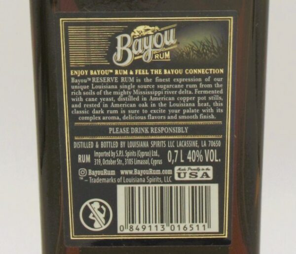 Rhum Vieux Louisiane La Réserve Bayou 4 Ans