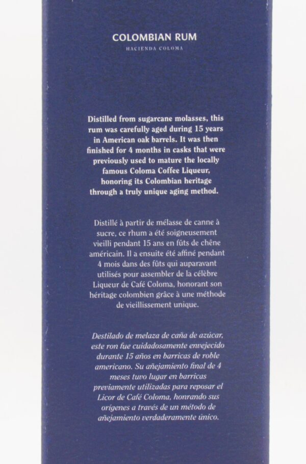 Rhum Colombie Hacienda Coloma 15 Ans