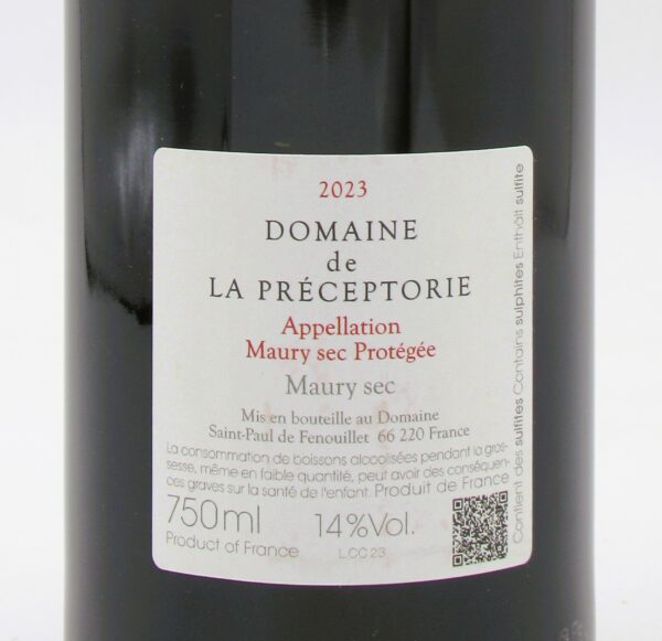 AOC Maury Sec Copain Comme Cochon Domaine de la Préceptorie 2023