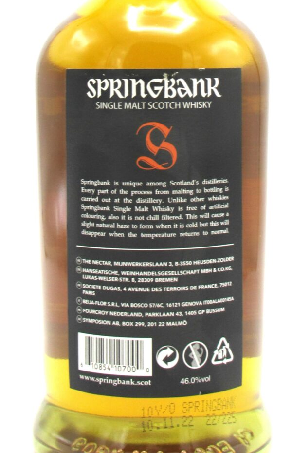 Single Malt Scotch Whisky Campbelltown The Springbank 10 Ans