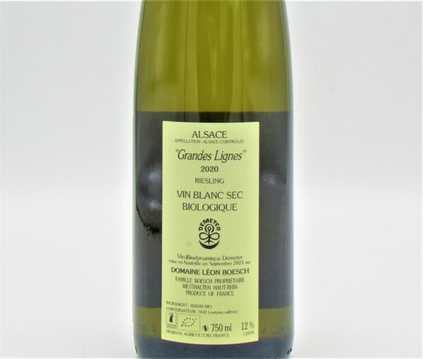 Alsace Riesling bio Les Grandes Lignes Domaine Leon Boesch 2020