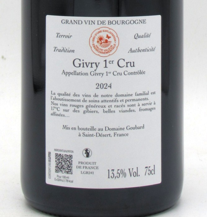 Givry 1er Cru Grande La Berge Domaine Goubard 2024