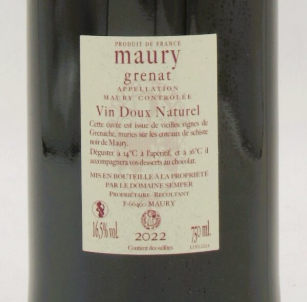 Vin Doux Naturel Maury Viatge Domaine Semper 2022