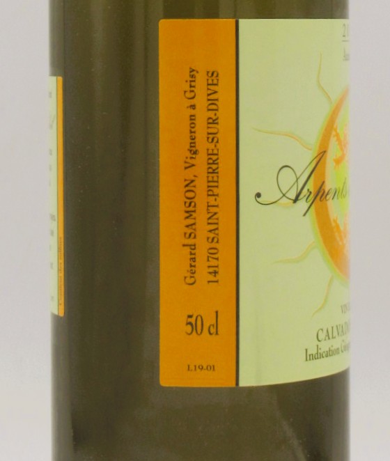 IGP du Calvados Grisy Auxerrois Les Arpents du Soleil 2019