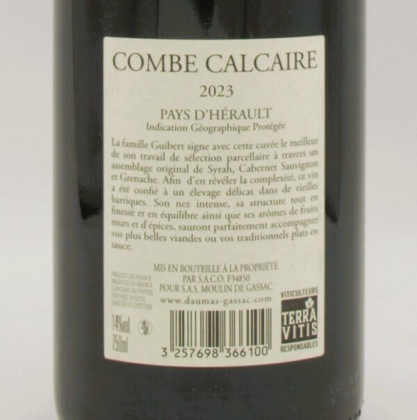 IGP de l’Herault Combe Calcaire Moulin de Gassac 2023