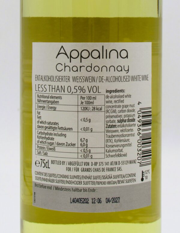 Vin Sans Alcool Appalina Chardonnay