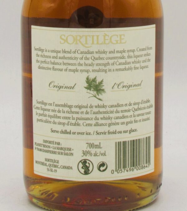 Liqueur de Whisky Canadien au sirop d'Erable Sortilege